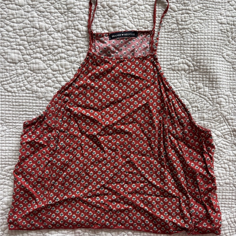 Brandy Melville Red Floral Pattern Tank Top